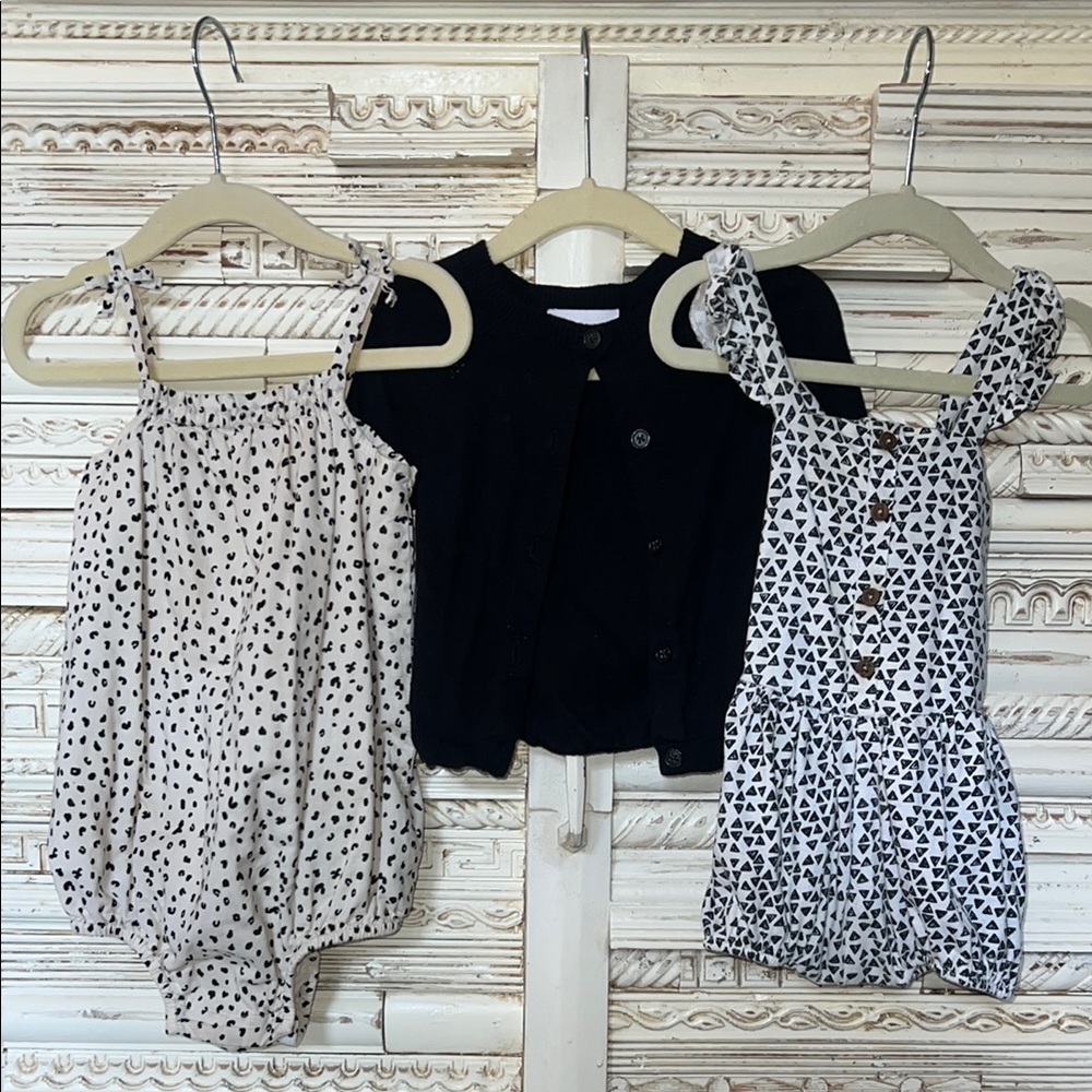Black and White Baby Romper Set